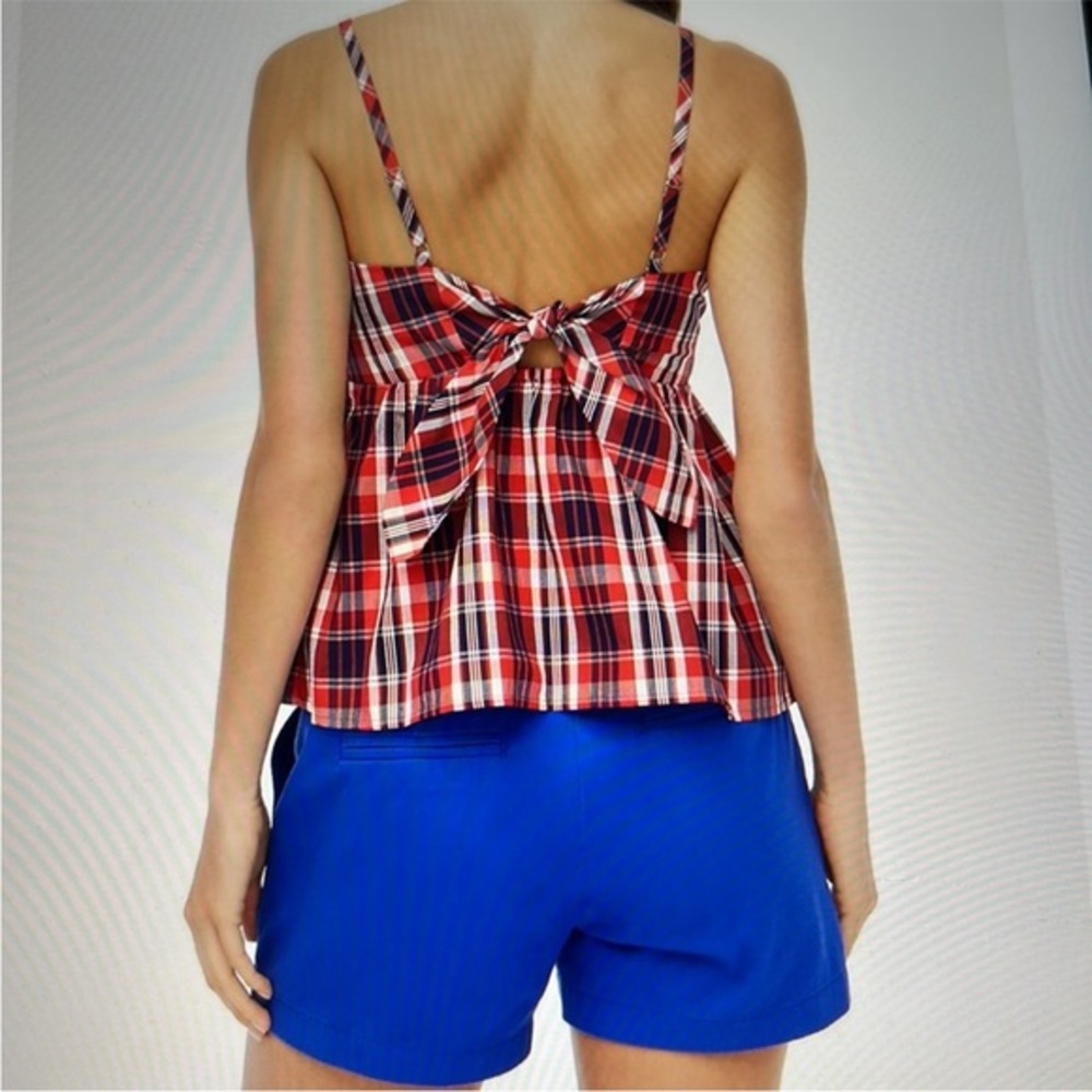 J Crew Red White & Blue Tie BackSpaghetti Strap Top NWOT Sz 10 via
